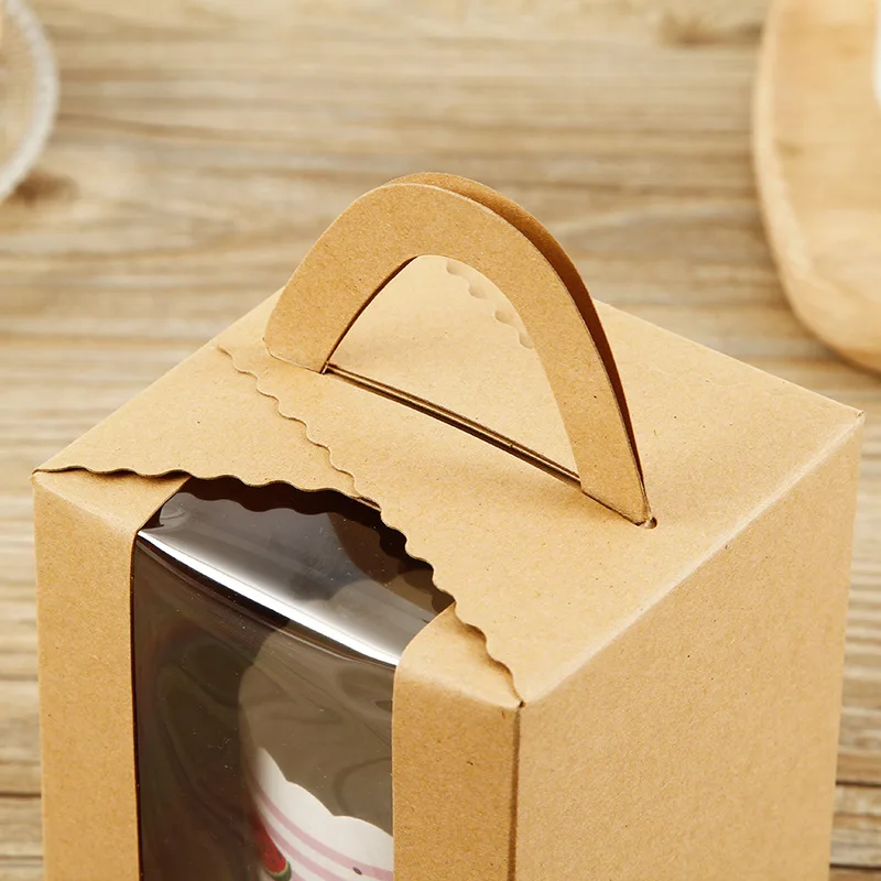 Spot one cup cake boxes kraft take away paper cup clear window cupcake box