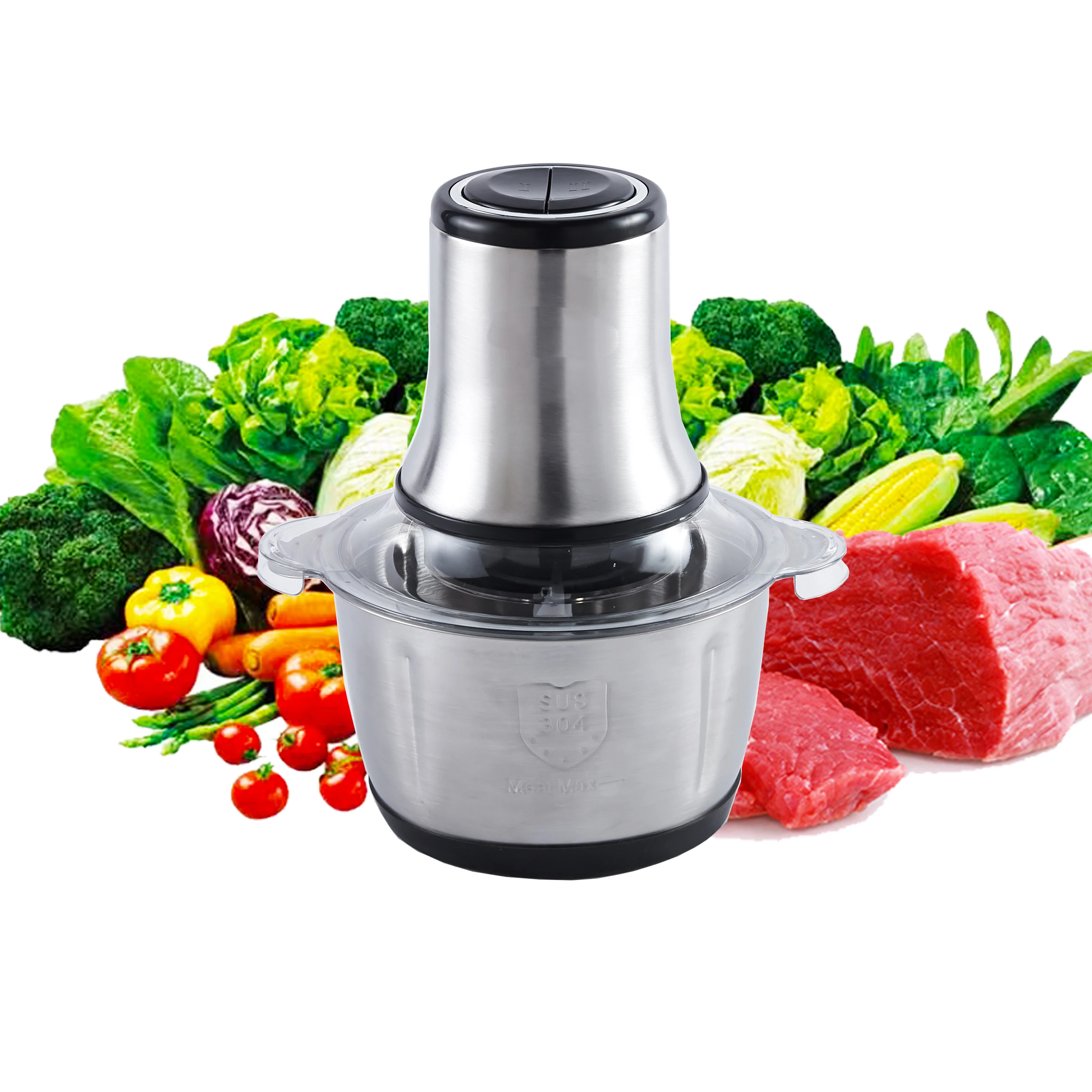 Лидер продаж 2022 маленький измельчитель для мяса объемом 2 л 3 лучшая домашняя кухонная недорогая электрическая мясорубка из нержавеющей