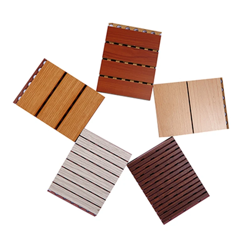 Fireproof Wooden Grooved Wall Paneling MDF Board Akustik Panel for Office Building Acoustic Panels