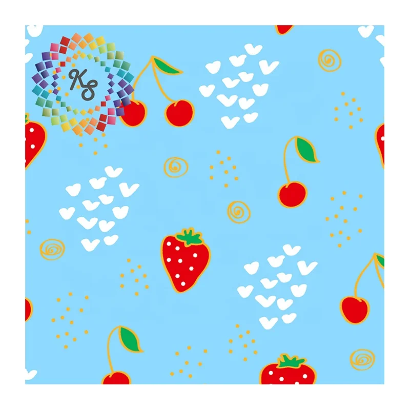 OEM Printing Service Children Garment Design Strawberry Printed Fabric