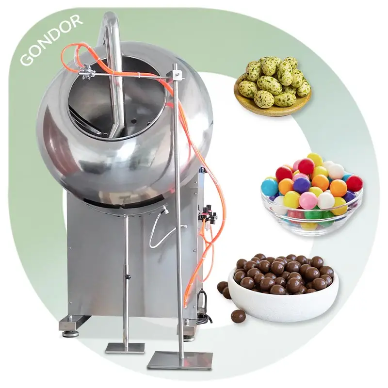 Commercial Ice Cream Chocolate Candy Enrobe Machine Small Nut Confectionery Round Roast Coating Machine