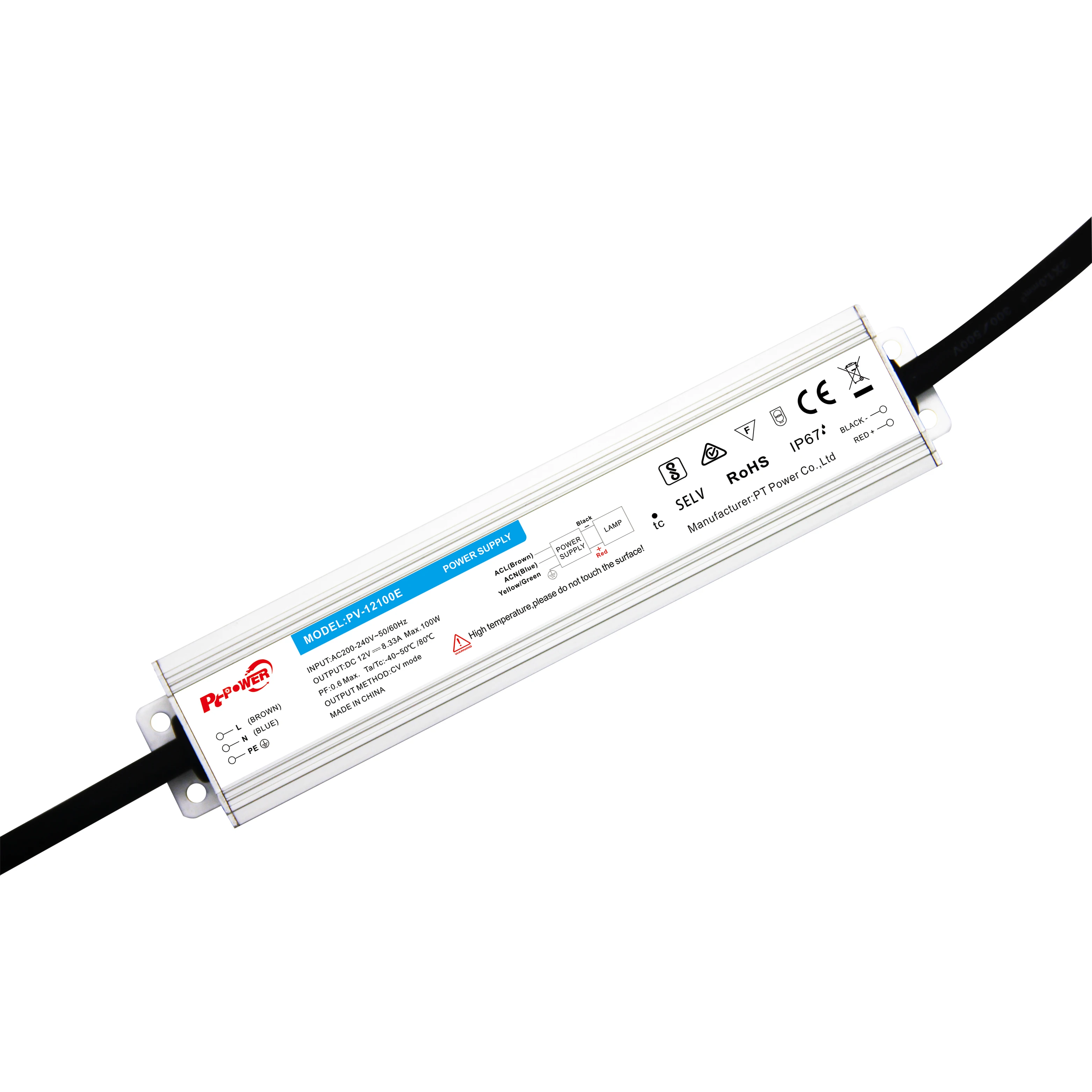 220-240V 12V 24V EMC Standard High Efficiency 100W Waterproof Outdoor Switching Power Supply Constant Voltage Led Driver