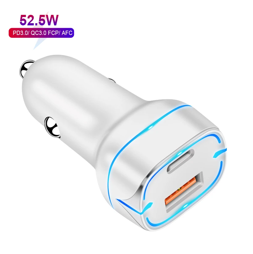 Портативное автомобильное зарядное устройство 52 5 Вт PD 1A + 1C USB C с PPS VOOC и 30 портом QC 3 0 быстрая зарядка для