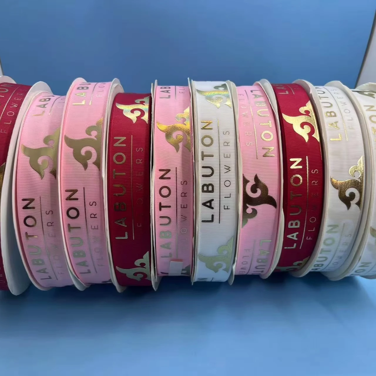 Character Grosgrain Ribbon 1 Inch Hot 3D Waterproof Gold Logo Custom Design Grosgrain Ribbon Happy Christmas