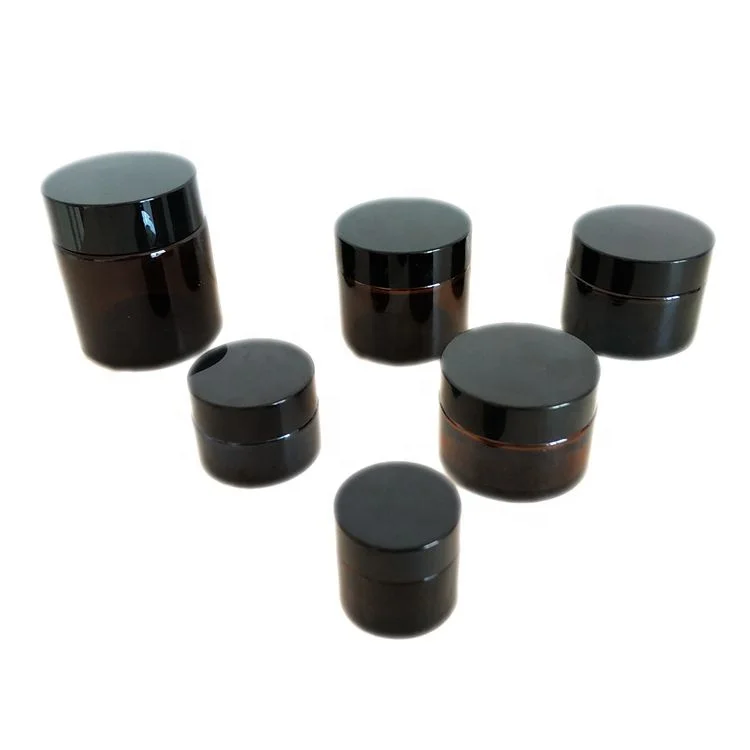 5g cosmetic frosted glass cream jar Sample skin care cream packaging jars With black lid cheap price jars