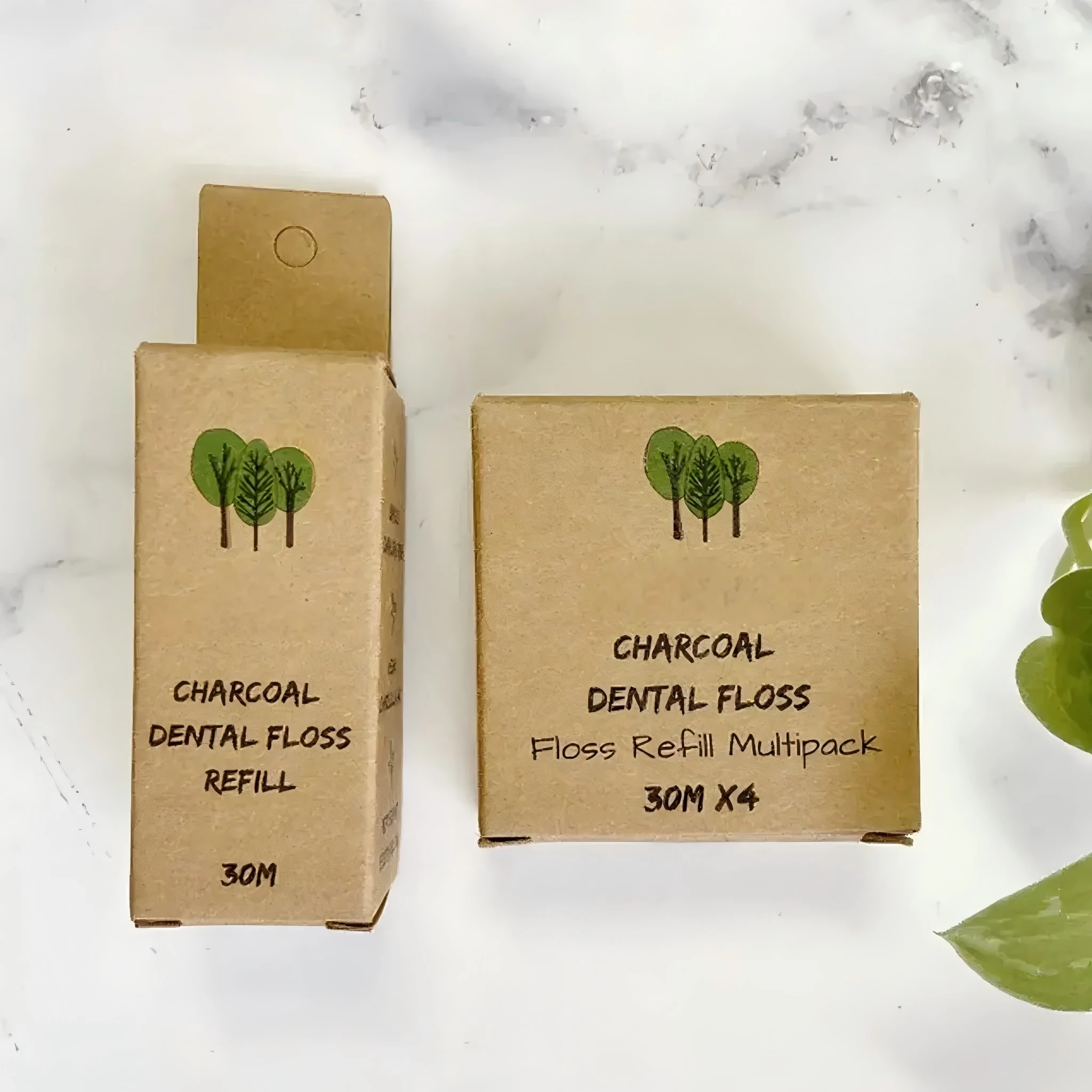 Mint Flavored Biodegradable PLA Corn Dental Floss Eco-Friendly Vegan Waxed Silk Thread Bamboo Tooth Floss Paper Package