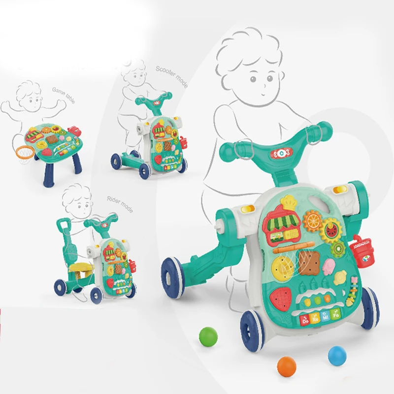 Infant activity game table trolley 5 in 1 toys swing push walker baby