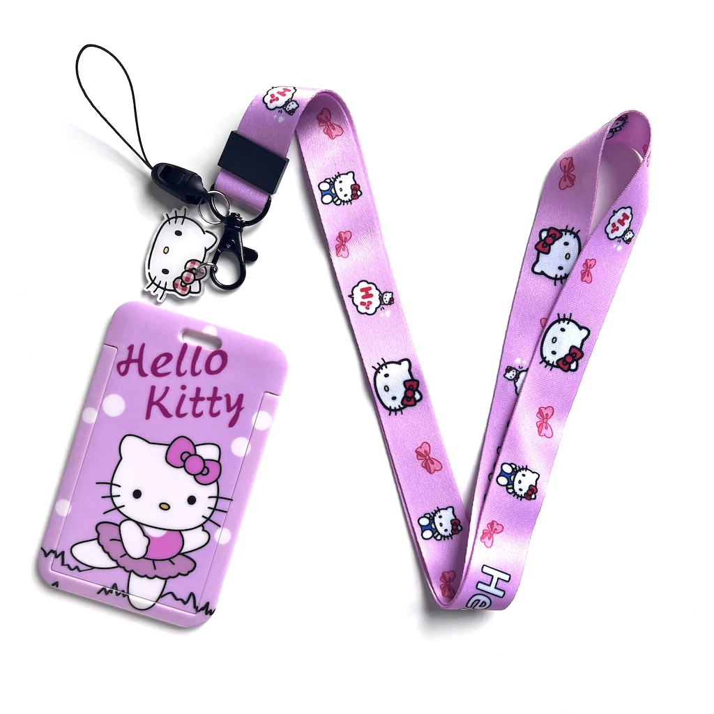 DNC kawaii cartoon custom design kitty lanyard with id badge printing keychain fast delivery