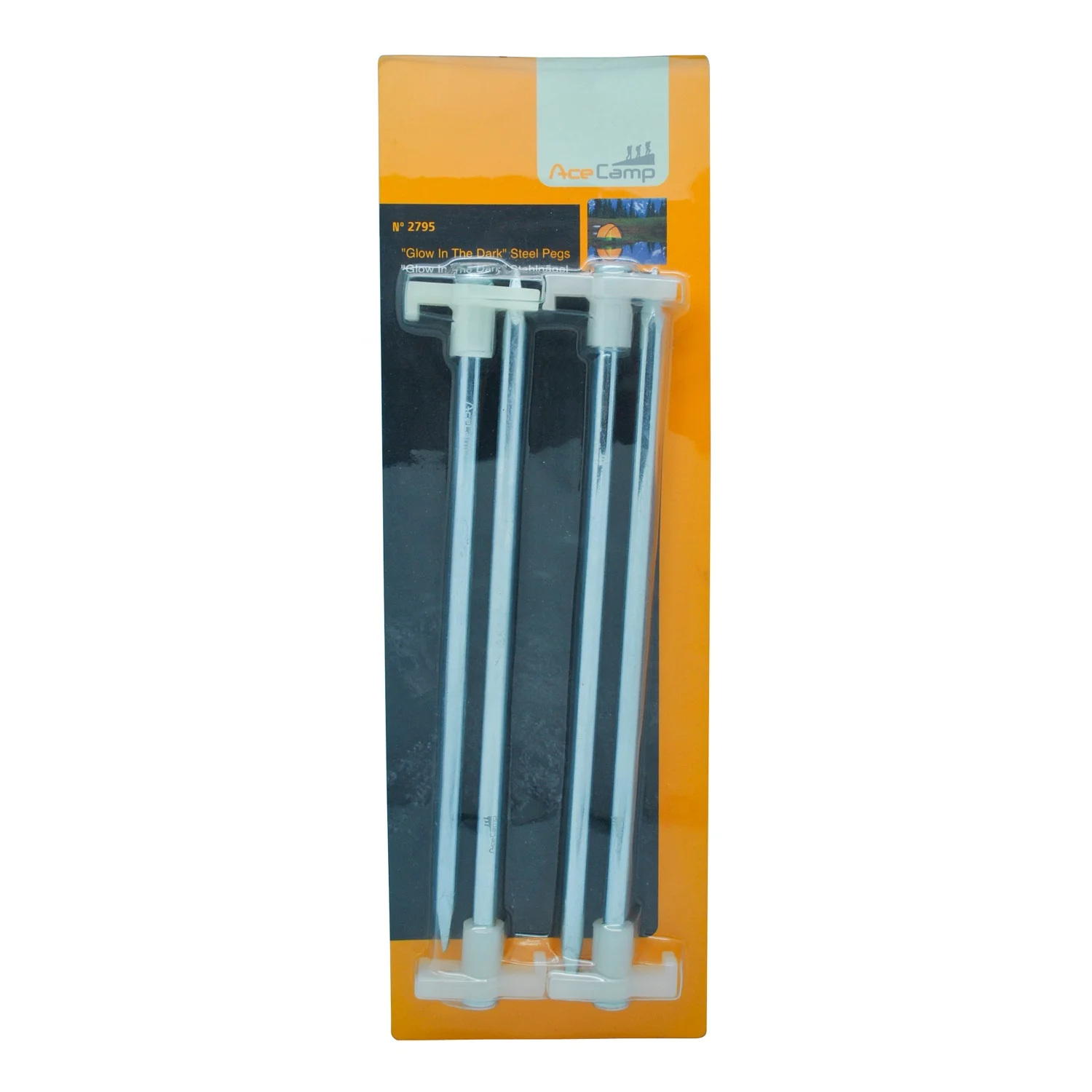 AceCamp glow in  dark steel tent pegs tent stakes for  backyard garden Outdoor Tent Camping Fishing Hunting Hiking Backpacking