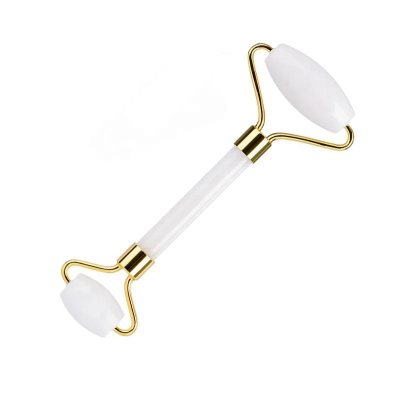 
2021 high quality bright polished beauty roller gua sha face massage facial crystal white jade roller 