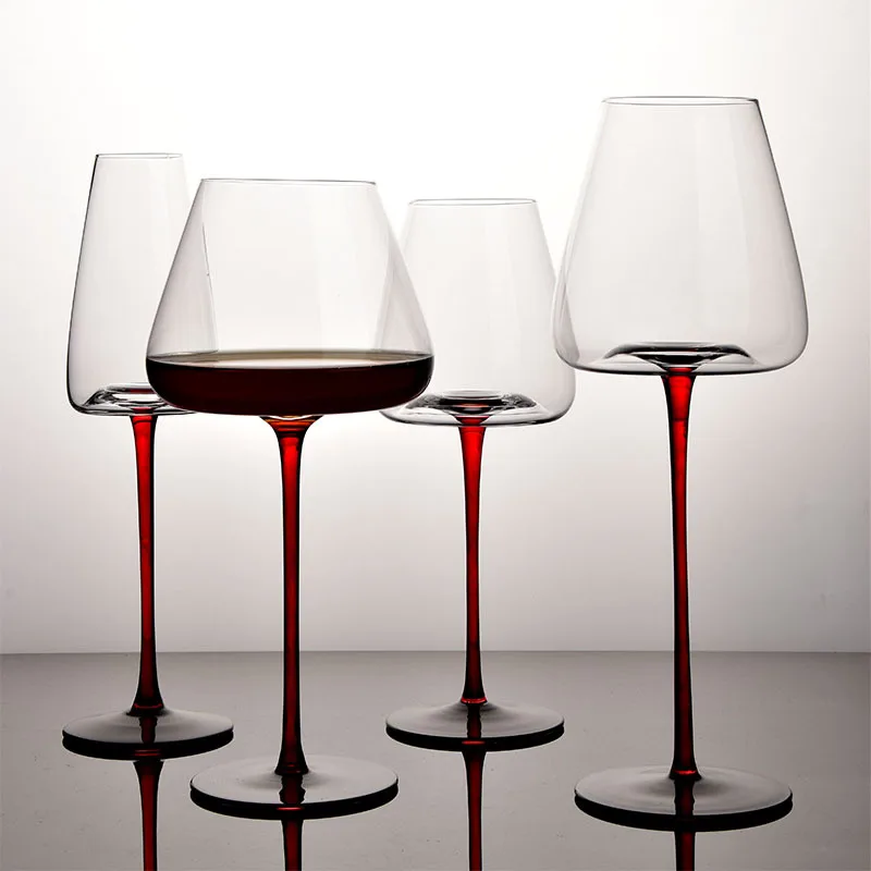 Samyo Custom Long Stem Red Wine Glass Hand Blown Crystal Burgundy Wine Glasses for Birthday wedding