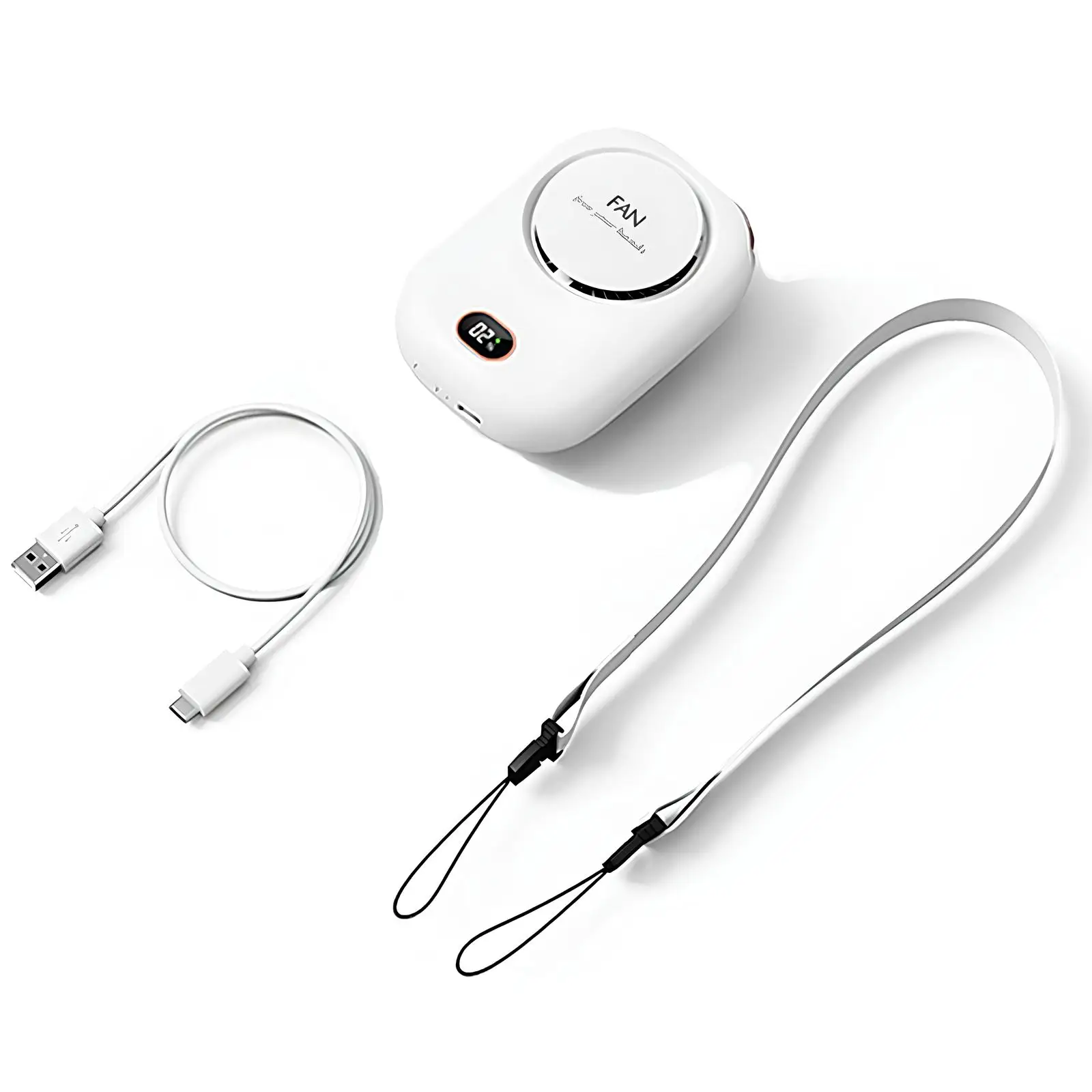 Explosion best-selling fanless hanging waist usb3 gear wind power HD power display hanging neck small fan