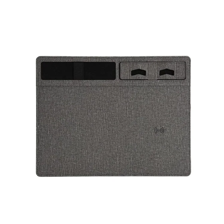 Custom Multi-function Wireless Charger Smart Computer Mat Office Table Pu Leather Mouse Pad With phone holder