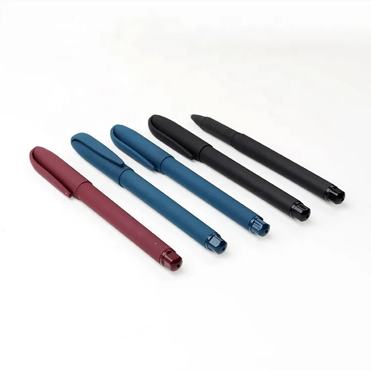 Adult simple competitive standard business souvenir silk printed fluent silicone gel pen with rubber grip