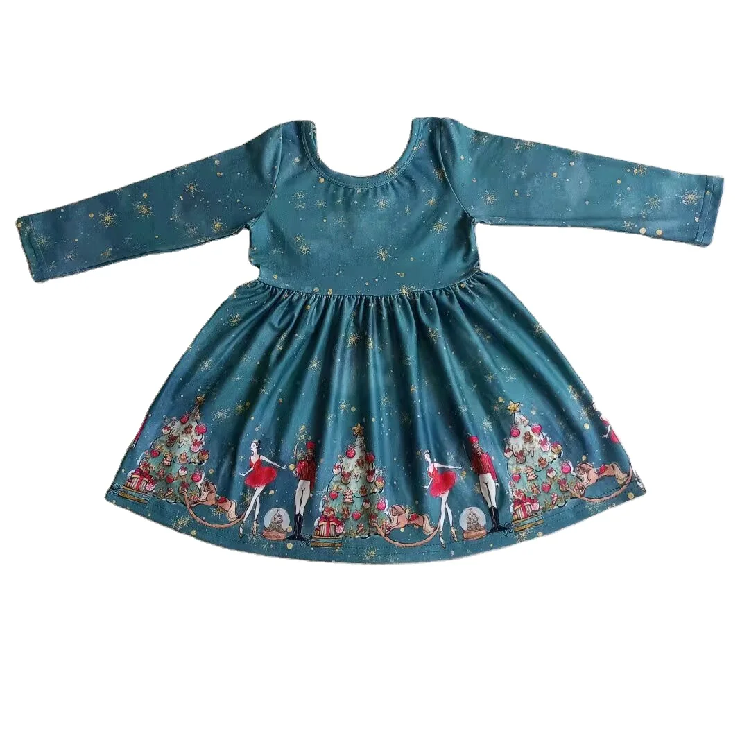 Elegant Party Stars Cotton Green Dress Kid Wear Children Christmas Clothes Toddler Girls Dresses