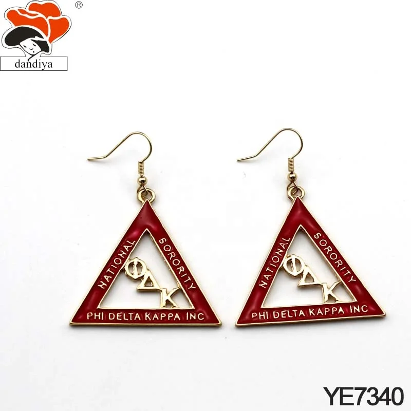 DST DELTA серьги с красной эпоксидной смолой Phi Delta Kapp ювелирные изделия греческое женское общество и братство на заказ