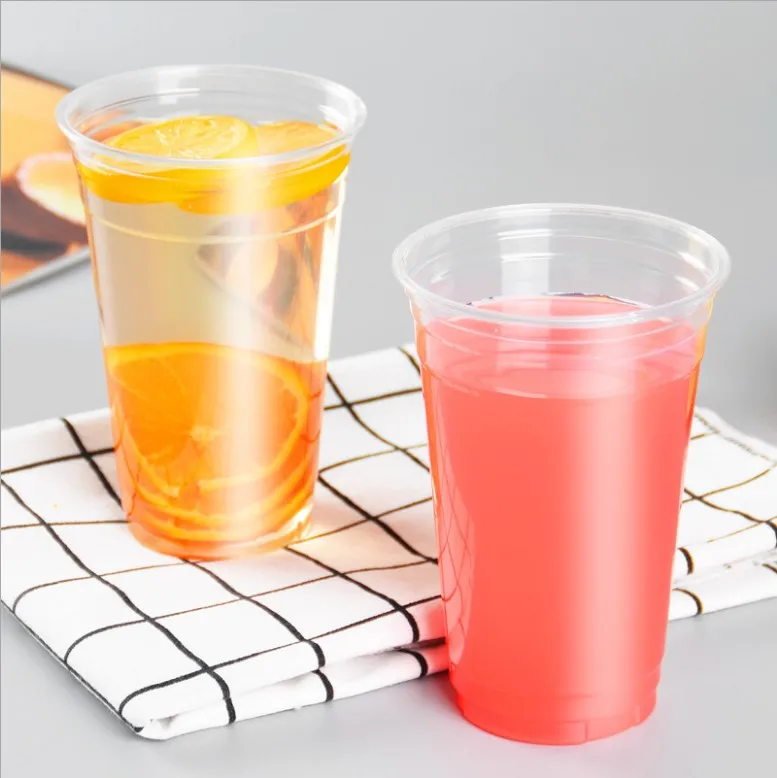 Factory Custom Printing Disposable Plastics Pet Biodegradable Milkshake Cups with Lids