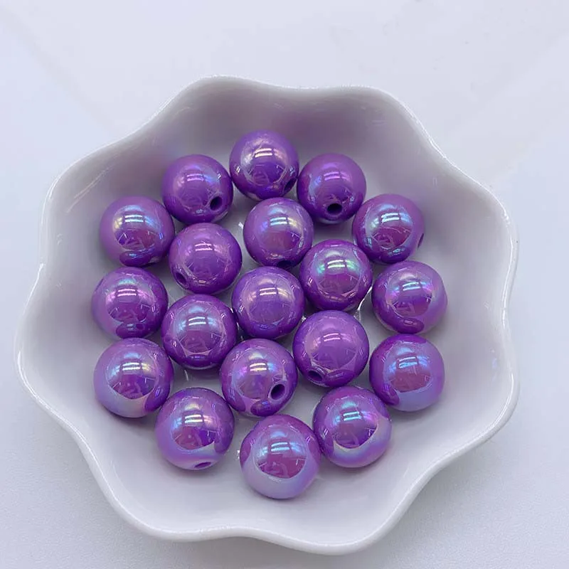 Hot Sale 500G/bag Acrylic Beads AB Plating Plastic Round Loose for Mobile Phone Chain Bracelet Jewelry Making