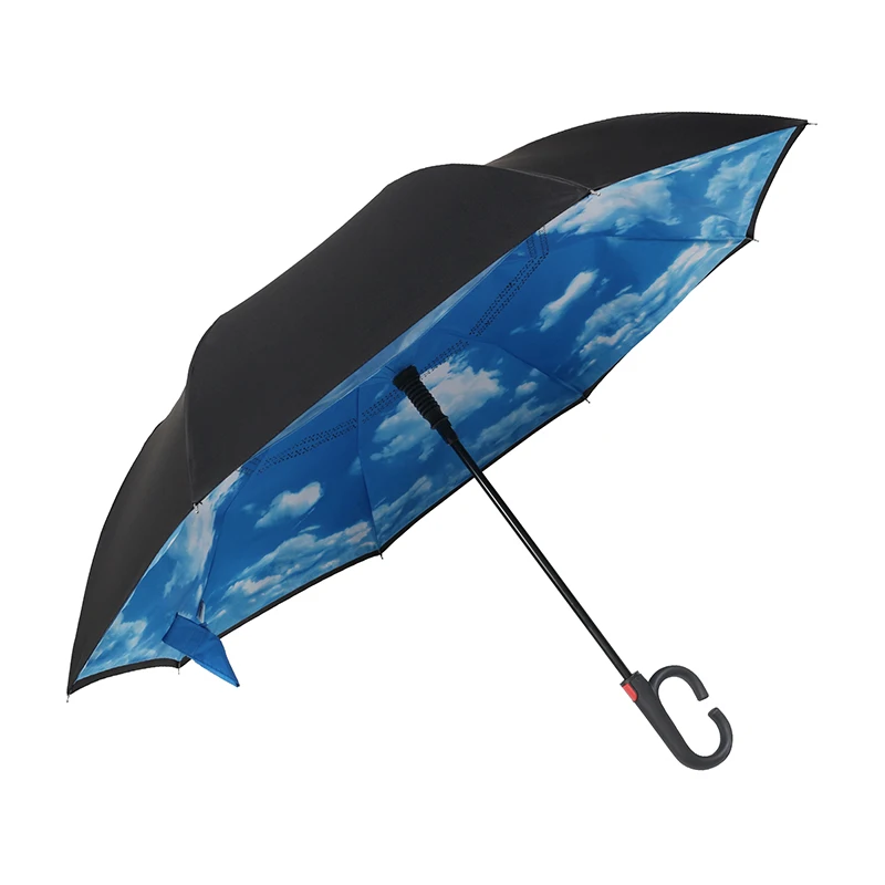 Ok Umbrella Promotion Custom Pattern Printing Upside Down Double Layer Reverse Umbrella