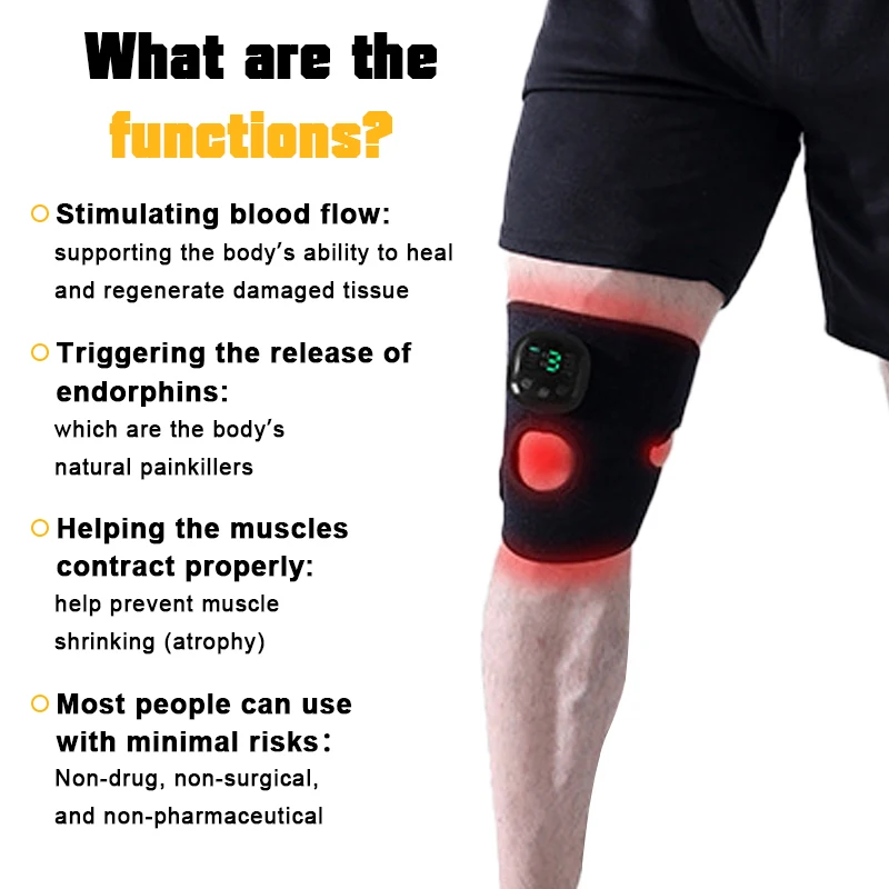 Lightweight EMS TENS fitness electronic pulse knee massager electric pulse brace support relieving sore muscles