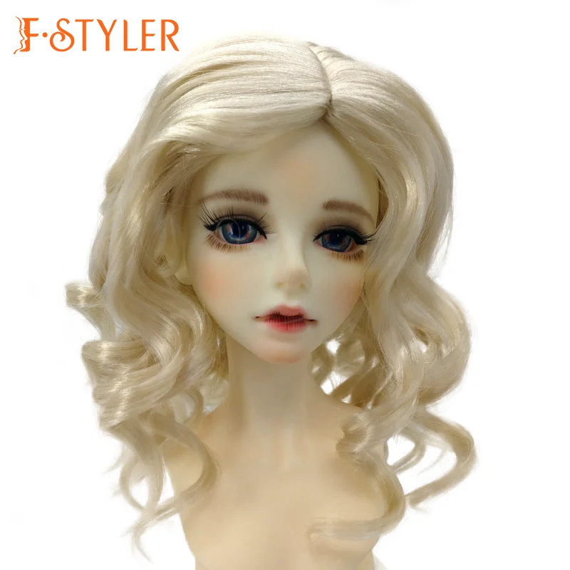 FSTYLER синтетический мохер средняя часть кудрявый мини Bjd 18 дюймов оптовая продажа аксессуары для кукол парик BJD