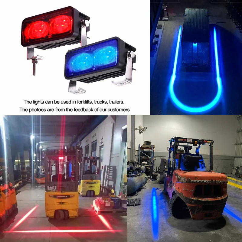 led blue square danger area red zone forklift safety light fork lift warning light