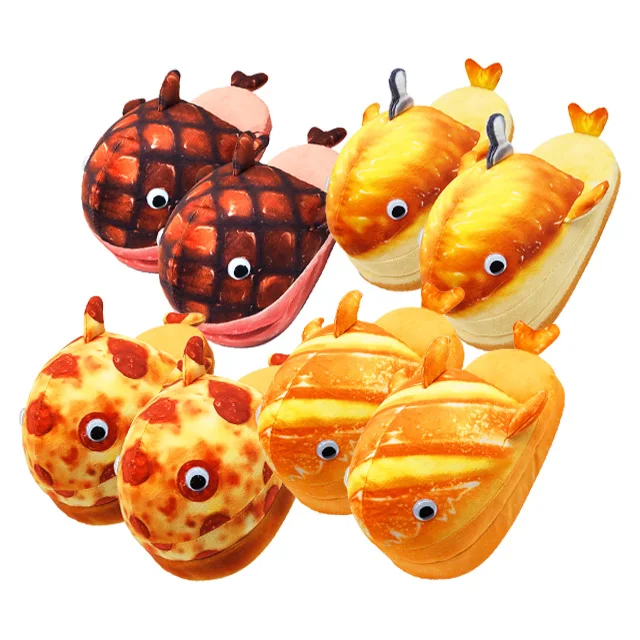 Зимние мужские домашние тапочки забавные хлопковые для хлеба обувь отеля