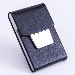 New Designer Stainless Steel PU Men or Women Business name Card Holder leather metal cigarette case box