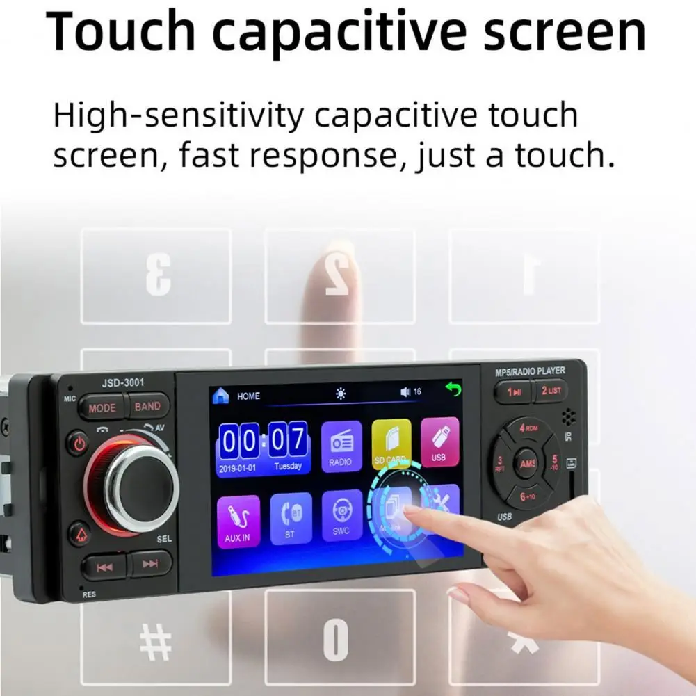 3001 4inch Car MP5 Player Touch Screen Blue-tooth Colorful Lights Multi-media Player for Vehicles U disk card machine 3001