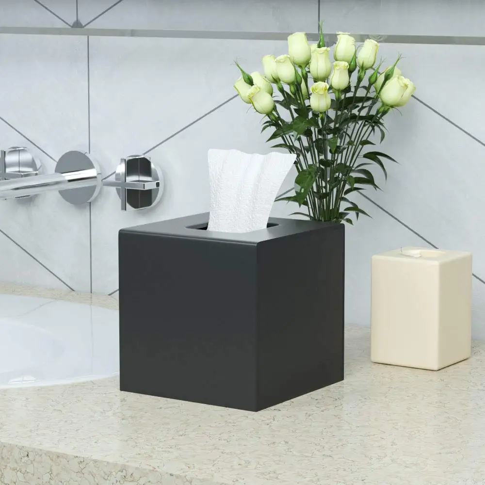 Wholesale acrylic black tissue box Transparent Toilet Paper napkin box
