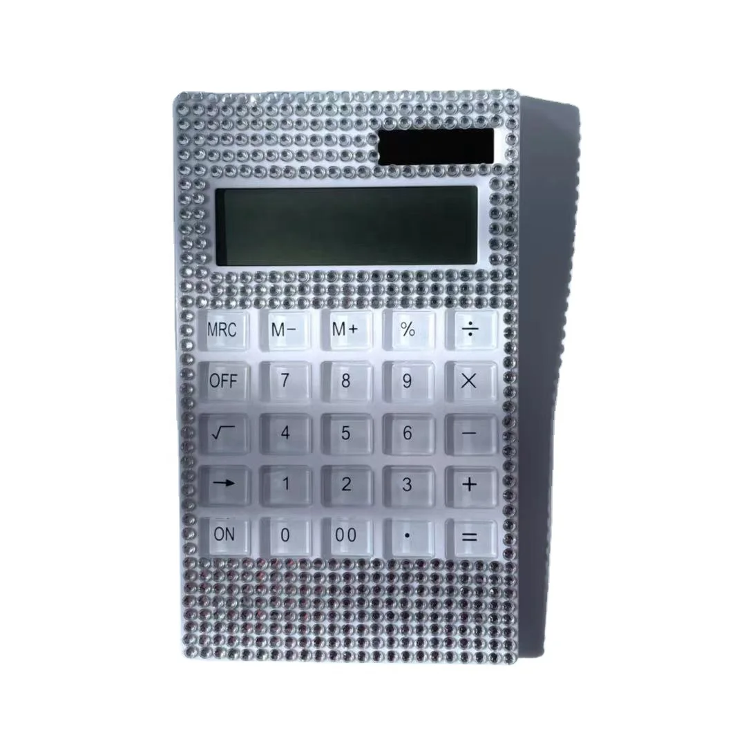 Bling Diamond Rhinestone Slim Portable Mini Calculator Solar Power Energy Crystal Keyboard Dual Power Supply Wholesale