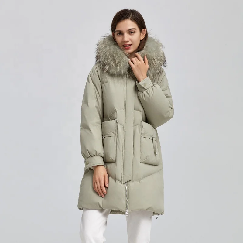 custom ladies real faux fur plus size snow women winter snow coat duck down jacket parka for women with real fur