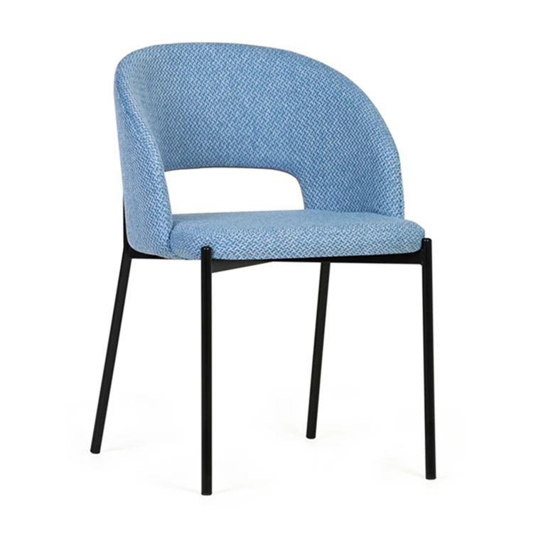 Modern design home furniture comfortable sky blue polyester fabric dining chair
