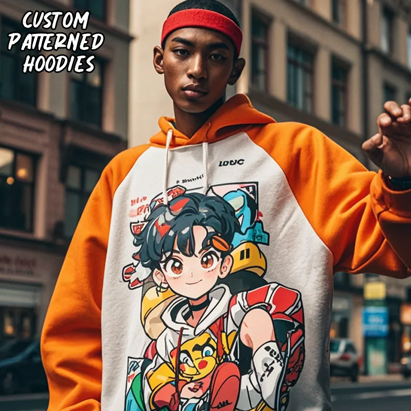 High Quality Custom Street Wear Vintage Distressed Washed Anime Hoodie with Puff Printing Stock Drop Shipping Color Dye