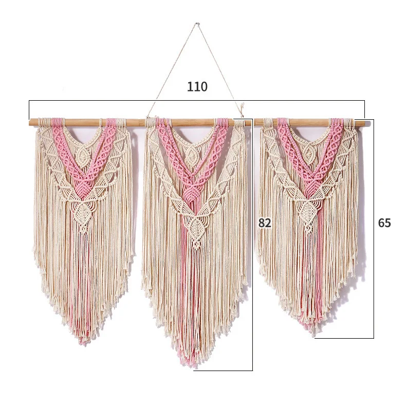 Wall Hanging Bohemian Art Deco Chic Floral Border Hand Woven Macrame Tapestry with Muslim Design for Wall Decoration