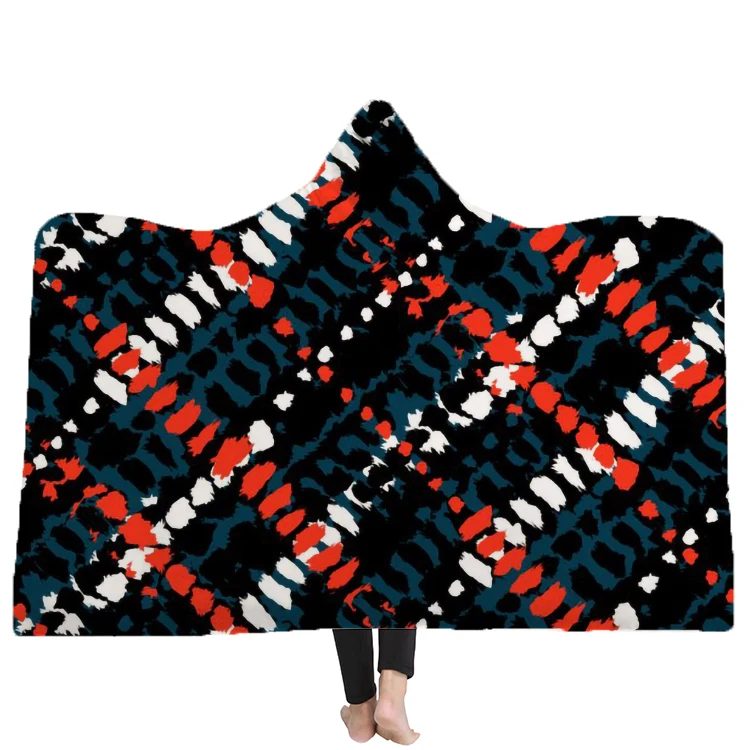 
Yutong Grunge Plaid Pattern Hooded Blanket Boho Sherpa Fleece Wearable Blanket With Hat For Adults Kids Bedding Blankets 