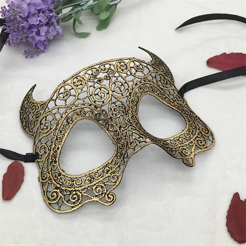Women Party Mask Vampire Laser Cut Venetian Mask Charm Metal Masquerade Mask