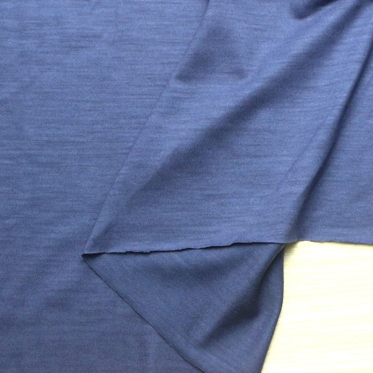 Merino Wool Single Jersey Fabric Knit Weft Wool Cloth Yarn Dyed Mercerize Merino Wool Single Jersey Fabric for T Shirt Garment