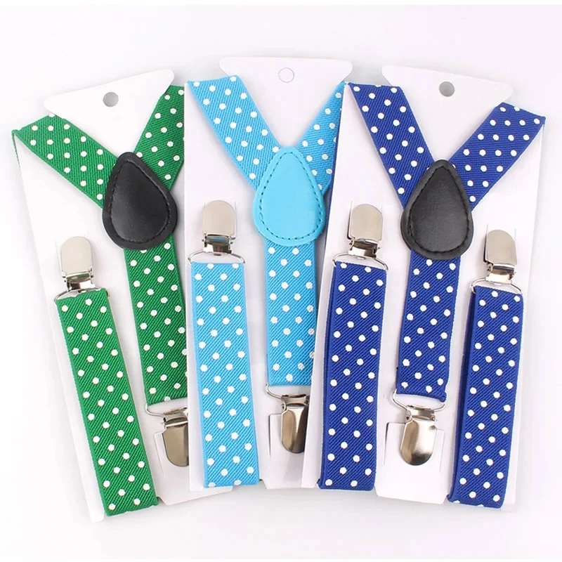Fashion Polka Dot Colorful Children Belt Baby Boys Girls Suspenders Clip-on Y-Shape Braces Elastic Kids Adjustable 3 Clips Belts