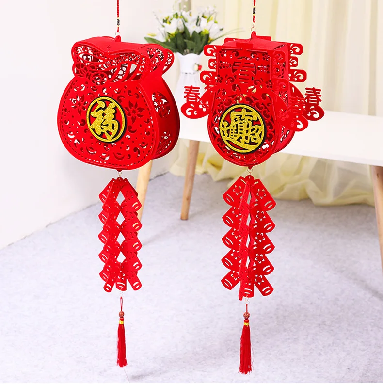 
Chinese Non-woven Felt Fabric Hanging Lantern for New Year Decorations 