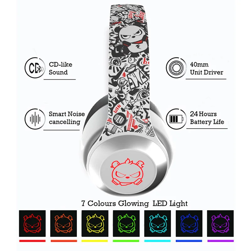 Рождественские подарки для детей от BH10, беспроводные bluetooth-наушники с медведем злого цвета, Детская гарнитура BT V5.0, наушники-вкладыши bluetooth для игр