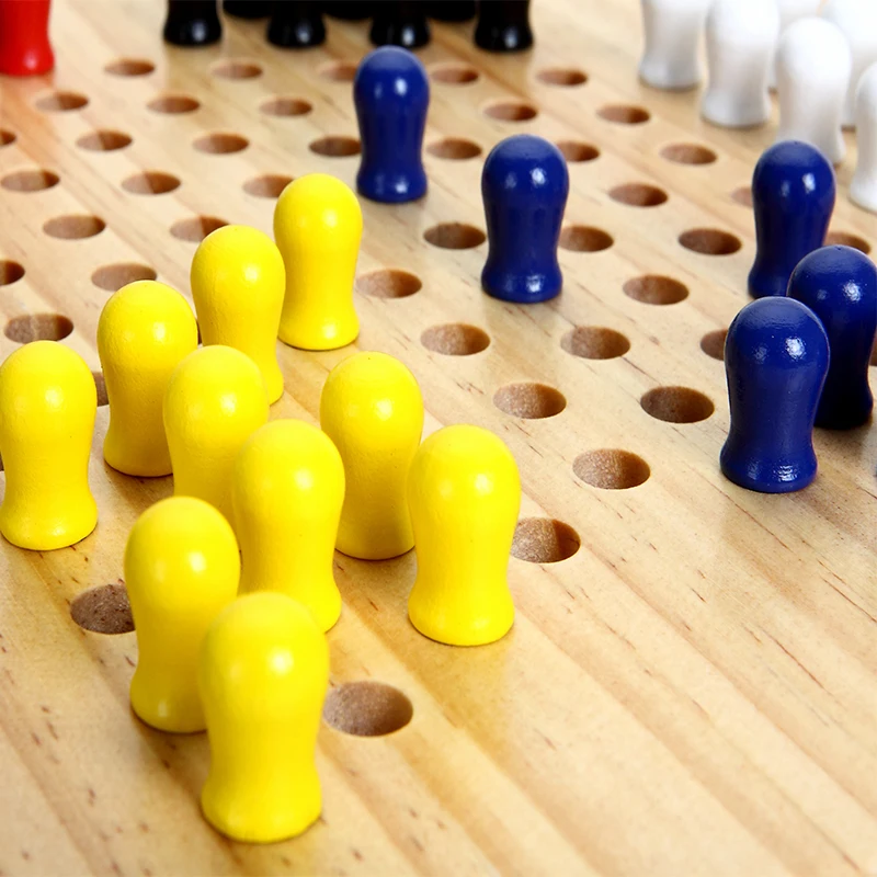 wholesale indoor outdoor family party fun games Wooden Chinese Checkers Board Game With 6 Colors for kids and adults