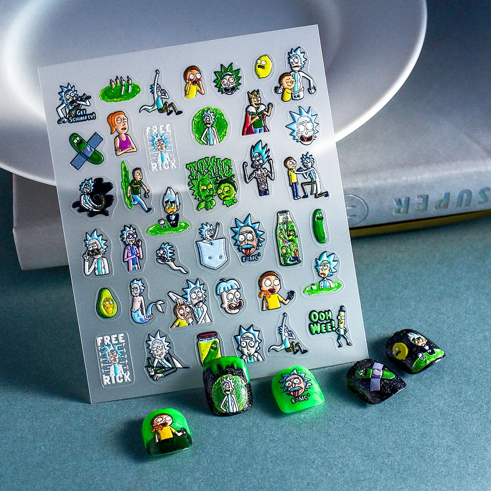 Cartoon Learned Scholar 5d Stereo Embossed Decorative Stickers Nail Stickers