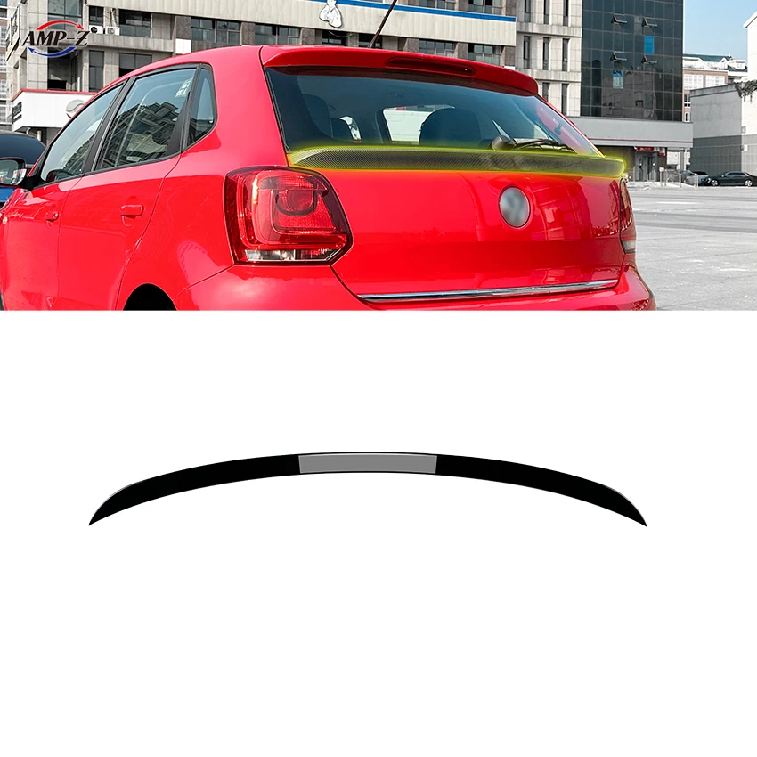 AMP-Z Polo 6R 6C  Gloss Black Plastic Material Rear Mid Spoiler Rear Trunk Spoiler Auto Body Kits For VW Polo 6R 6C 2009-2017