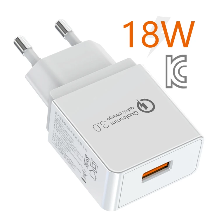 2021 Free Shipping Item KR Plug Qualcomm 18W High Quality Travel Adapter QC3.0 USB Fast Charger