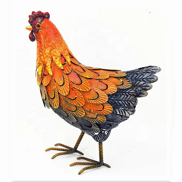 BETTER Hot Sales Garden Decor 3D Animal Sculpture Outdoor Vivid Metal Hen Ornament