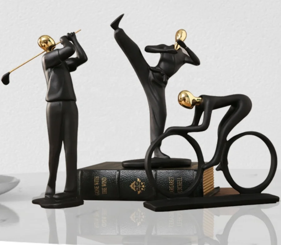 sports resin sculpture home decoration bike shooting kung fu baseball golf football statue figure player