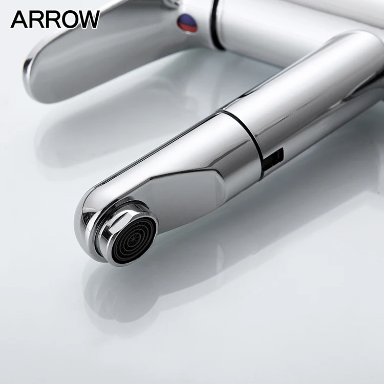 High Quality Brass Bathroom Mixer Deck Mounted Hot Cold Water Tap Single Handle Basin Faucet