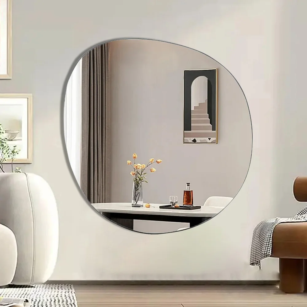 Factory Custom beveled polished frameless bathroom large wall mirror home decor asymmetrical wall hanging irregular mirror