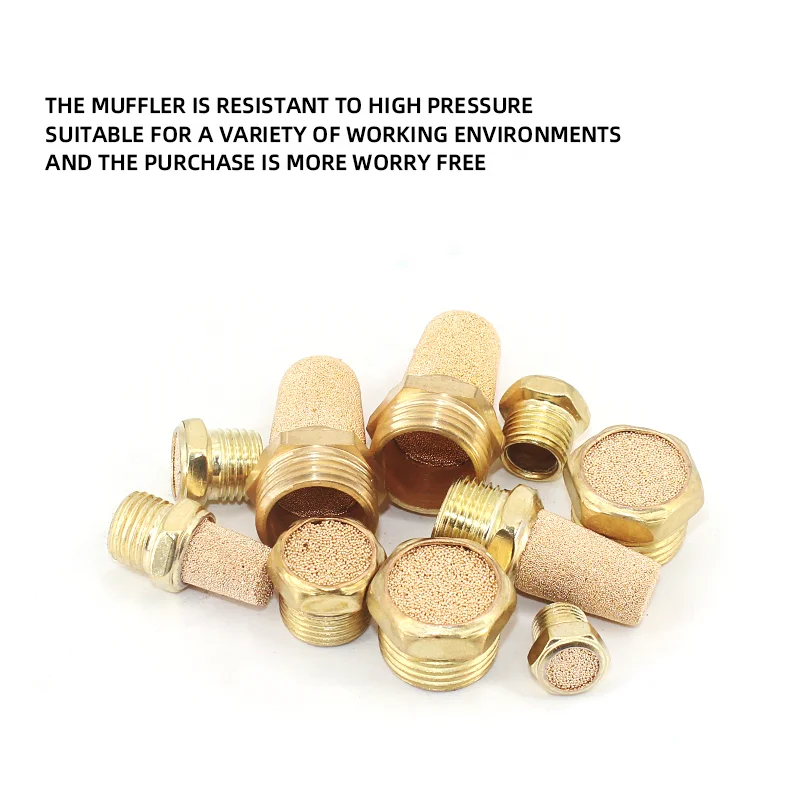 Pneumatic Silencer components BSL-02 flat head/adjustable/pagoda/throttling copper muffler sound filter brass thread connector